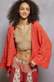 POL Open Front Cardigan with Crochet Patterns - Trendsi - Flyclothing LLC