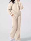 Drop Shoulder Zip Up Jacket and Drawstring Pants Active 2pcs Set - Trendsi - Flyclothing LLC
