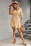 Ditsy Floral V-Neck Half Sleeve Mini Dress - Trendsi - Flyclothing LLC