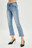 RISEN Full Size High Rise Distressed Cropped Straight Jeans - Trendsi - Flyclothing LLC