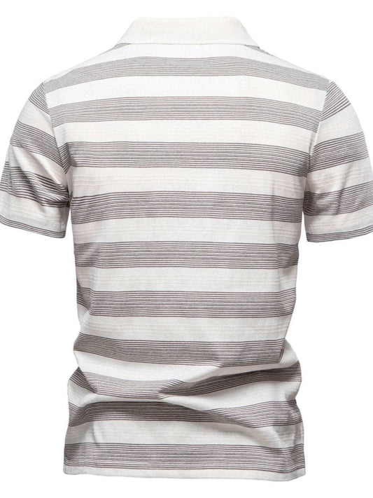 Men's Contrast Striped Short Sleeve Polo - Trendsi - Flyclothing LLC