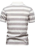 Men's Contrast Striped Short Sleeve Polo - Trendsi - Flyclothing LLC