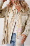 Houndstooth Button Up Long Sleeve Jacket - Trendsi - Flyclothing LLC