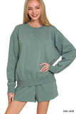Zenana Fleece Long Sleeve Sweatshirts & Shorts Set - Trendsi - Flyclothing LLC