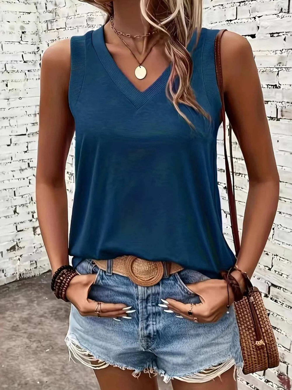 V-Neck Tank - Trendsi - Flyclothing LLC