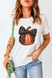 Pumpkin Round Neck Short Sleeve T-Shirt - Trendsi - Flyclothing LLC