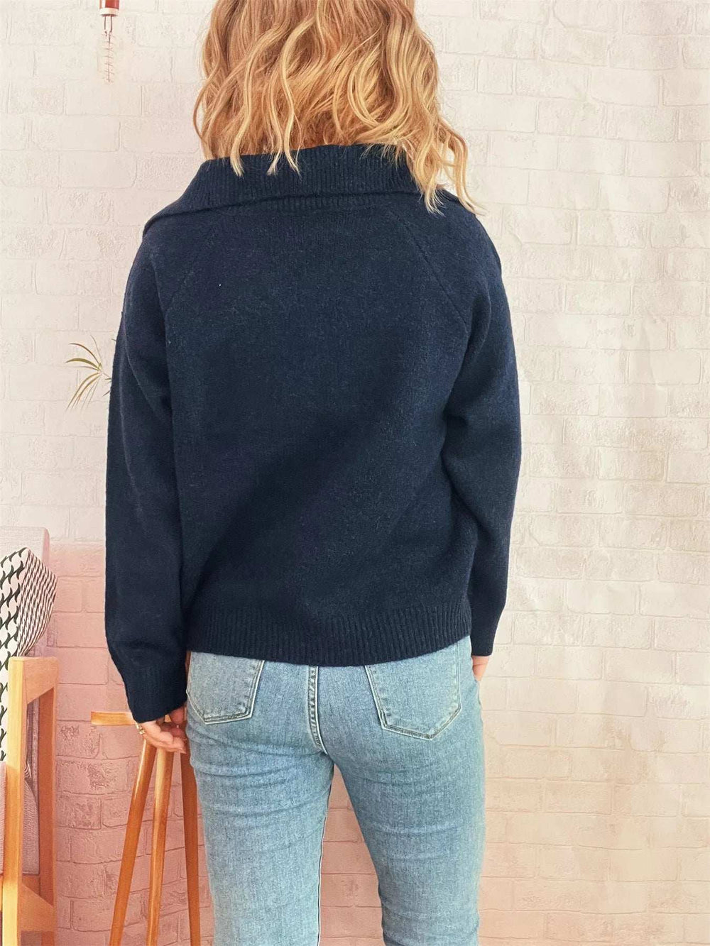 Ribbed Hem Raglan Sleeve Sweater - Trendsi - Flyclothing LLC