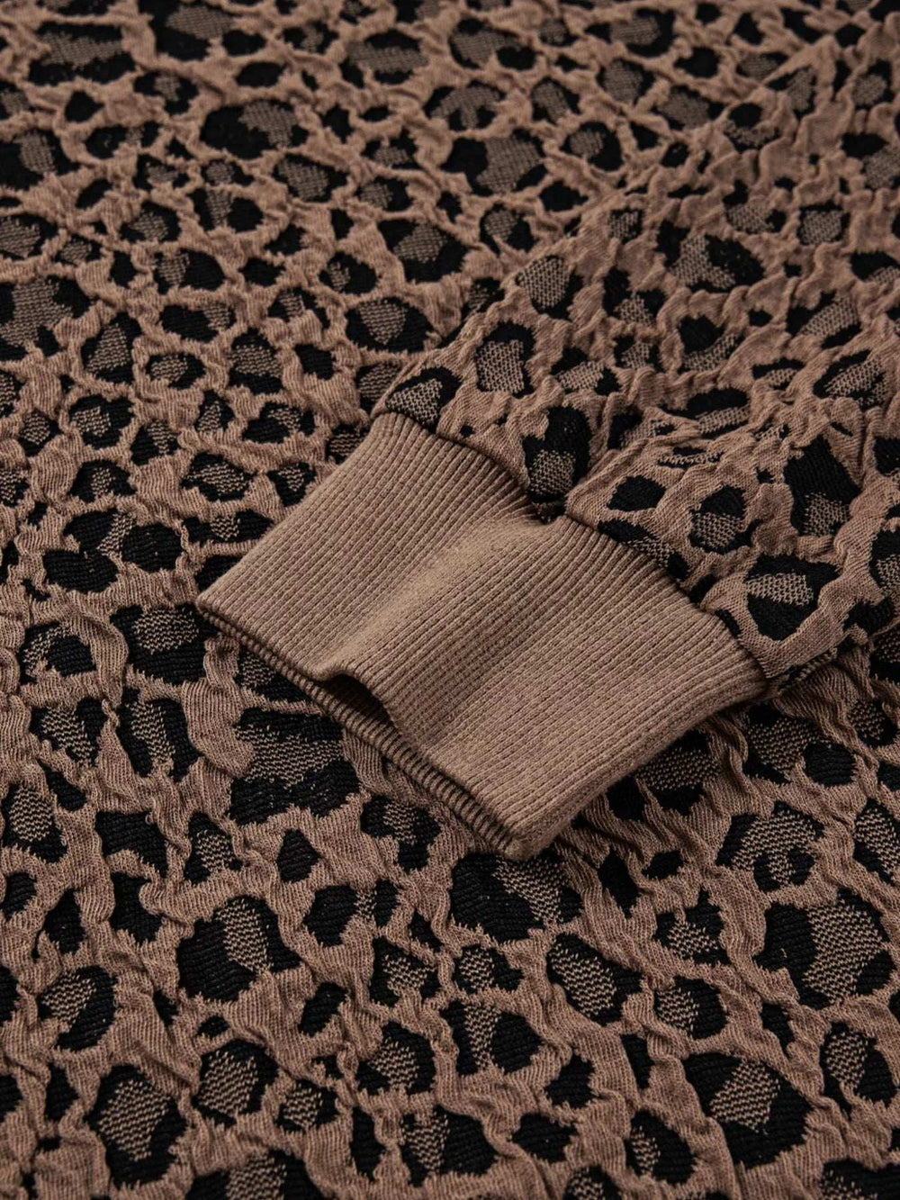 Ribbed Trim Leopard Print Long Sleeve Top - Trendsi - Flyclothing LLC