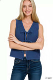 Zenana Tie Front Sweater Vest - Trendsi - Flyclothing LLC