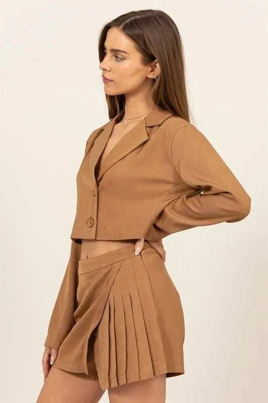 HYFVE Cropped Button-Down Blazer - Trendsi - Flyclothing LLC