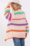SAGE + FIG Rainbow Striped Open Front Knit Cardigan - Trendsi - Flyclothing LLC