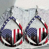 US Flag Pattern Wooden Earrings - Trendsi - Flyclothing LLC