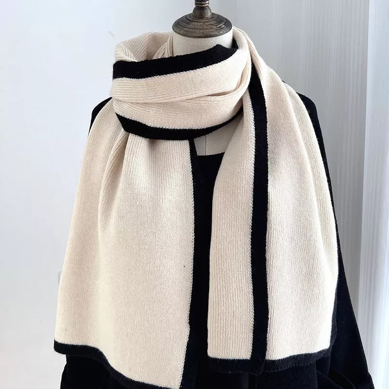 Contrast Trim Winter Scarf - Trendsi - Flyclothing LLC