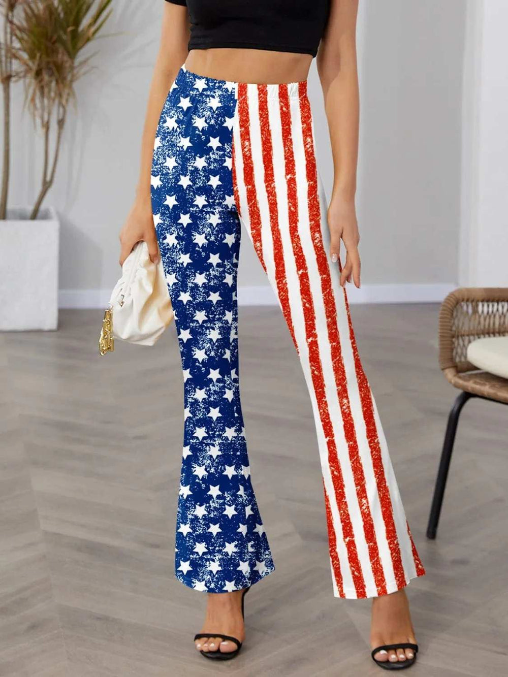 Star & Stripes High Waist Bootcut Pants - Trendsi - Flyclothing LLC