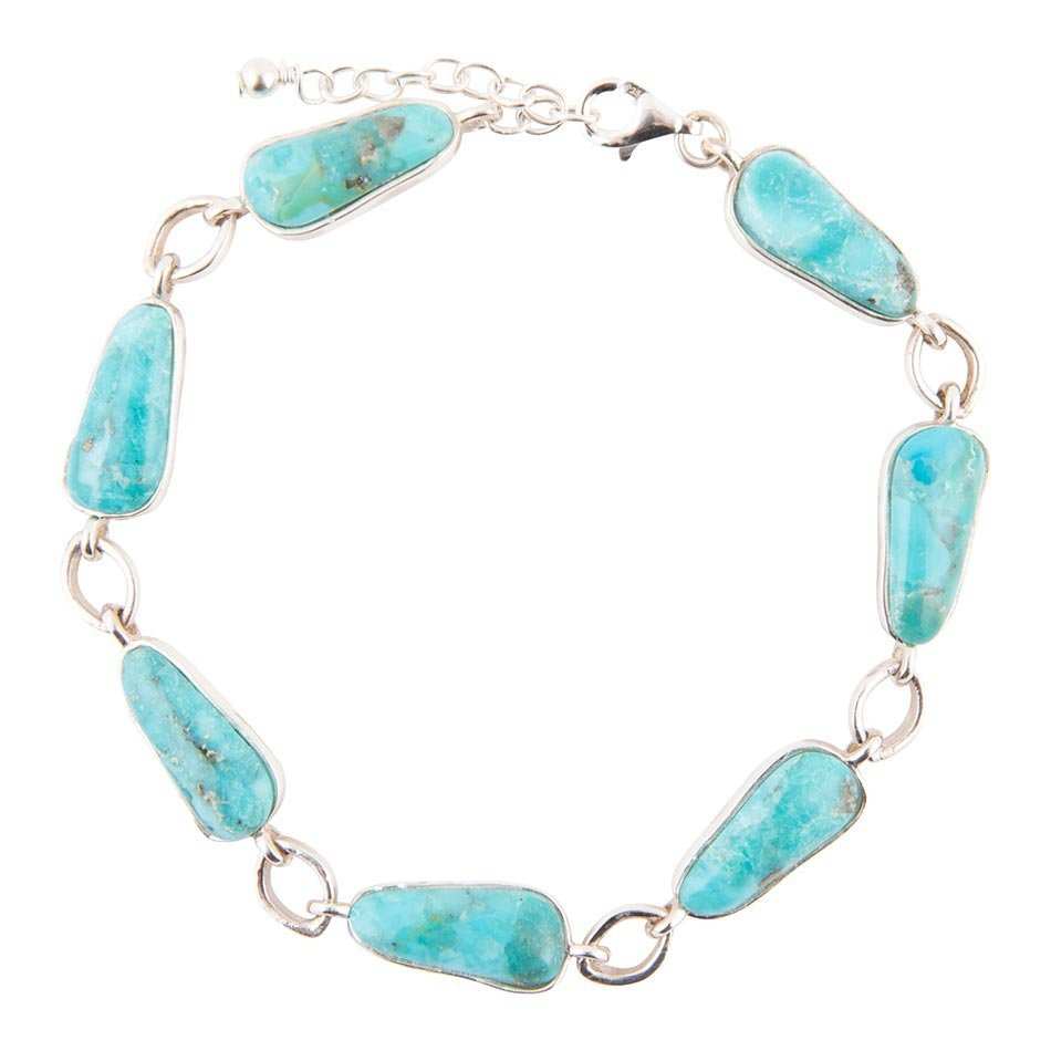 Biwa Blue Turquoise Sterling Silver Link Bracelet - Barse Jewelry - Flyclothing LLC
