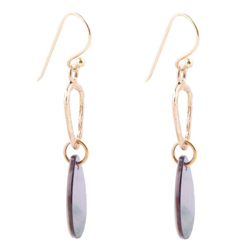 Black Mother of Pearl and Bronze Drop Earrings - Barse Jewelry - Flyclothing LLC