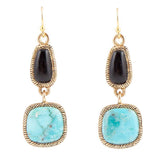 Black Onyx and Blue turquoise Golden Bronze Drop Earrings - Barse Jewelry - Flyclothing LLC