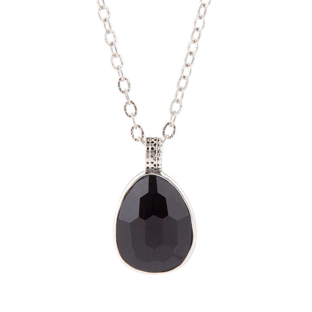 Black Onyx and Sterling Silver Teardrop Pendant Necklace - Barse Jewelry - Flyclothing LLC