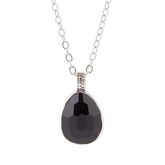 Black Onyx and Sterling Silver Teardrop Pendant Necklace - Barse Jewelry - Flyclothing LLC
