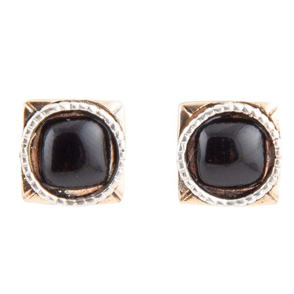 Black Onyx Mixed Metal Post Earrings - Barse Jewelry - Flyclothing LLC