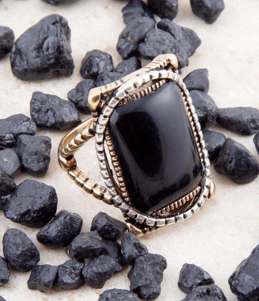 Black Onyx Mixed Metal Statement Ring - Barse Jewelry - Flyclothing LLC