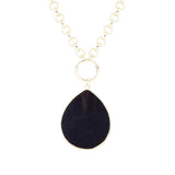 Black Onyx Teardrop Golden Chain Necklace - Barse Jewelry - Flyclothing LLC