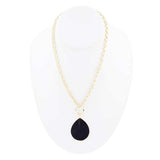 Black Onyx Teardrop Golden Chain Necklace - Barse Jewelry - Flyclothing LLC
