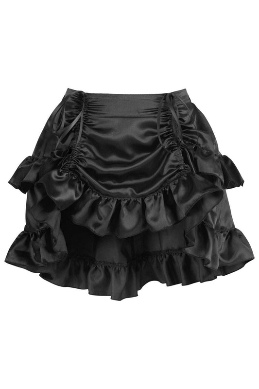 Daisy Corsets Black Satin Ruched Bustle Skirt - Daisy Corsets - Flyclothing LLC