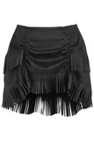 Daisy Corsets Black Suede Ruched Bustle Skirt w/Fringe - Daisy Corsets - Flyclothing LLC