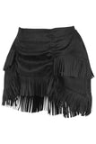 Daisy Corsets Black Suede Ruched Bustle Skirt w/Fringe - Daisy Corsets - Flyclothing LLC