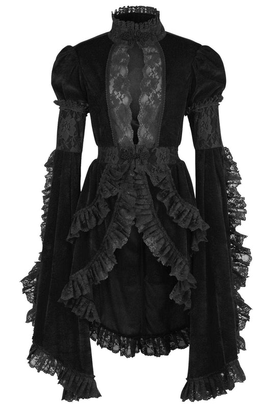 Daisy Corsets Black Velvet & Lace Ruffled Jacket - Daisy Corsets - Flyclothing LLC