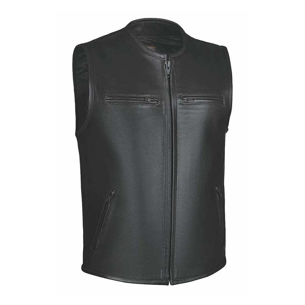 Blackout- Mens Ultra Leather Vest - Unik Just for Bikers - Flyclothing LLC
