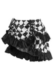 Daisy Corsets Black/White Diamond Print Satin Ruched Bustle Skirt - Daisy Corsets - Flyclothing LLC