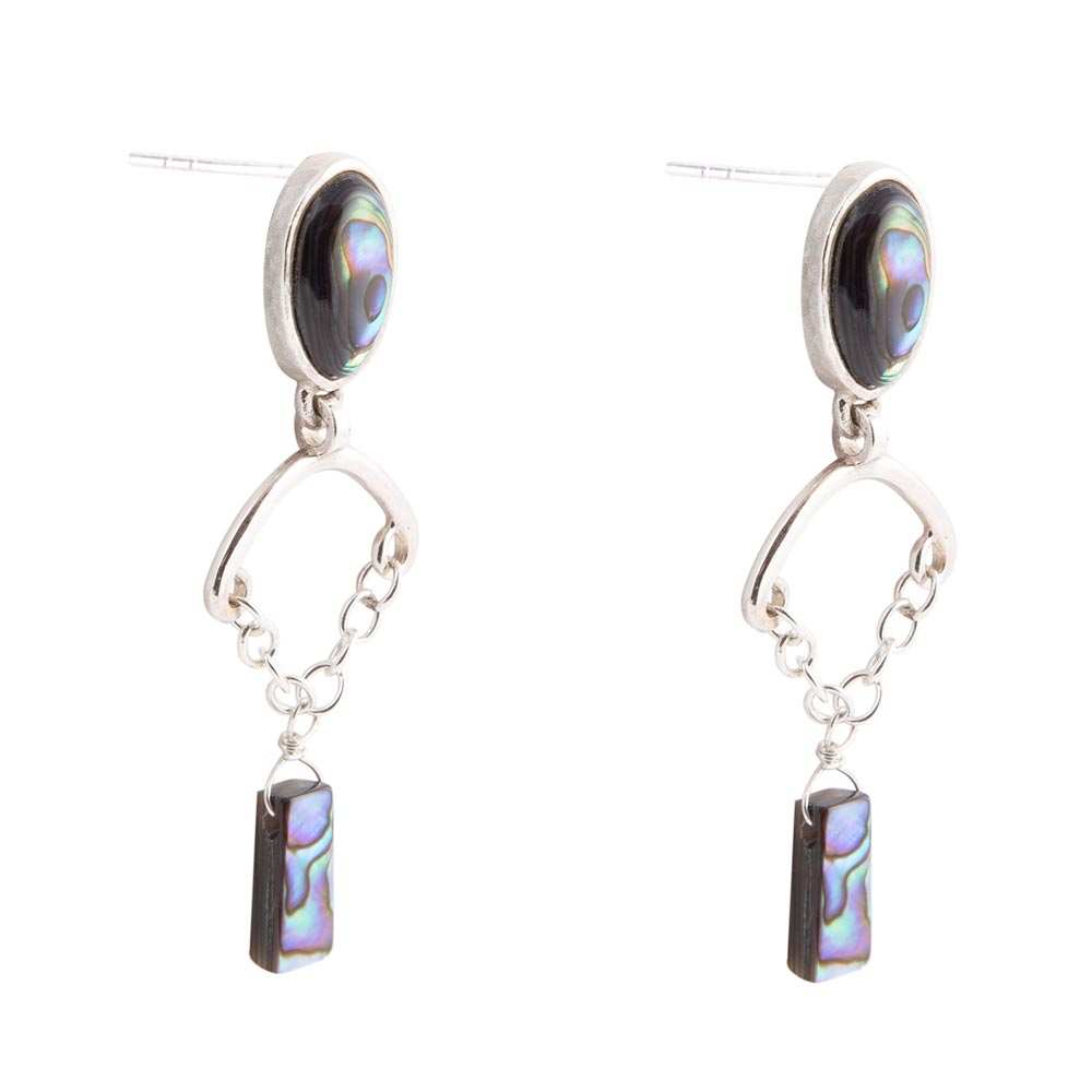 Blue Abalone Drop Chain Sterling Silver Earrings - Barse Jewelry - Flyclothing LLC
