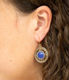 Blue Agate and Golden Detail Drop Earrings - Barse Jewelry - Flyclothing LLC