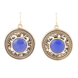 Blue Agate and Golden Detail Drop Earrings - Barse Jewelry - Flyclothing LLC