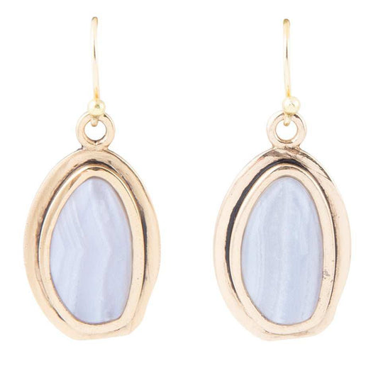 Blue Agate Golden Drop Earrings - Barse Jewelry - Flyclothing LLC