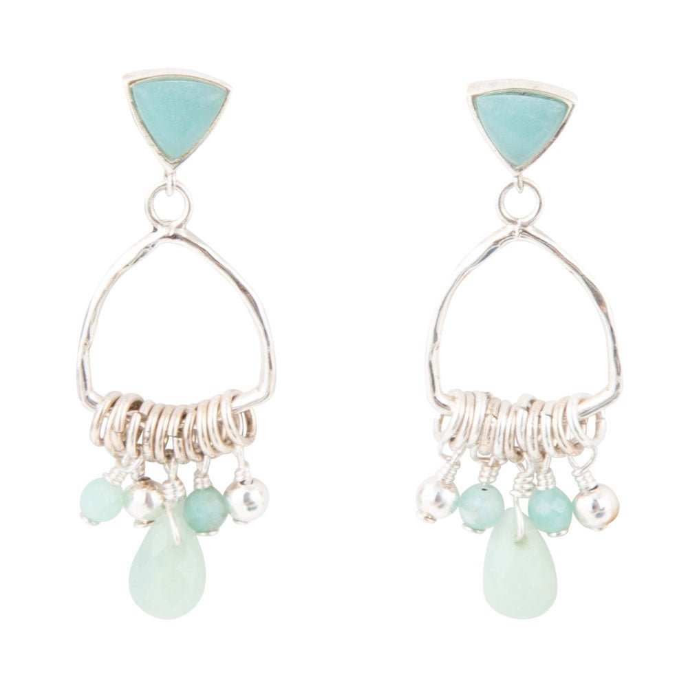 Blue Amazonite and Sterling Silver Chandelier Earrings - Barse Jewelry - Flyclothing LLC