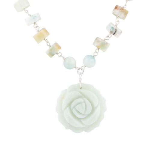 Blue Amazonite Rosette Sterling Necklace - Barse Jewelry - Flyclothing LLC