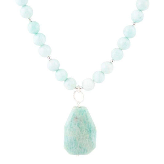 Blue Amazonite Sterling Silver Pendant Necklace - Barse Jewelry - Flyclothing LLC