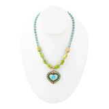Legacy Heart Lime Green and Blue Turquoise Golden Pendant Necklace - Barse Jewelry - Flyclothing LLC
