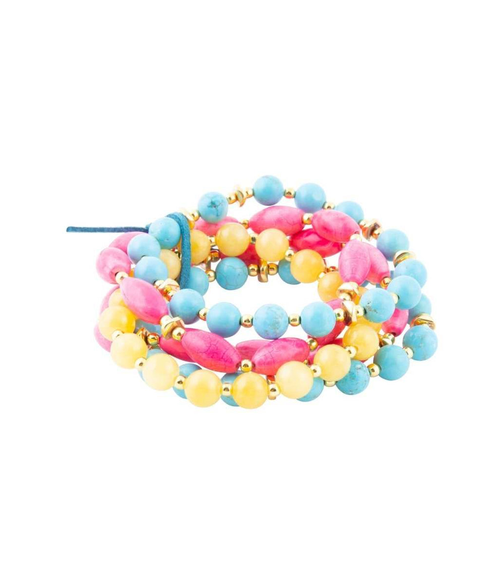 St. Augustine Pink Agate & Turquoise Stack Bracelet - Barse Jewelry - Flyclothing LLC