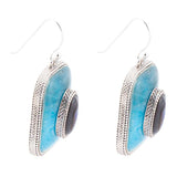 Blue Apatite and Abalone Stacked Sterling Silver Earrings - Barse Jewelry - Flyclothing LLC