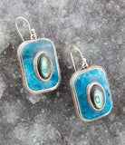 Blue Apatite and Abalone Stacked Sterling Silver Earrings - Barse Jewelry - Flyclothing LLC
