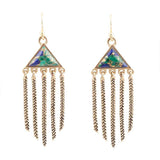 Blue Azurite Matrix Chandelier Golden Earrings - Barse Jewelry - Flyclothing LLC