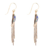 Blue Azurite Matrix Chandelier Golden Earrings - Barse Jewelry - Flyclothing LLC
