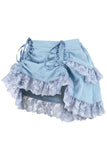 Daisy Corsets Blue Denim Ruched Bustle Skirt w/Lace - Daisy Corsets - Flyclothing LLC