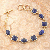 Blue Lapis Hammered Link Golden Bracelet - Barse Jewelry - Flyclothing LLC