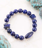 Blue Lapis Beaded Stretch Bracelet - Barse Jewelry - Flyclothing LLC