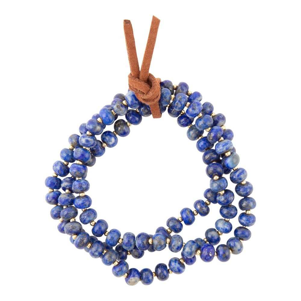 Blue Lapis Triple Strand Golden Bracelet Set - Barse Jewelry - Flyclothing LLC